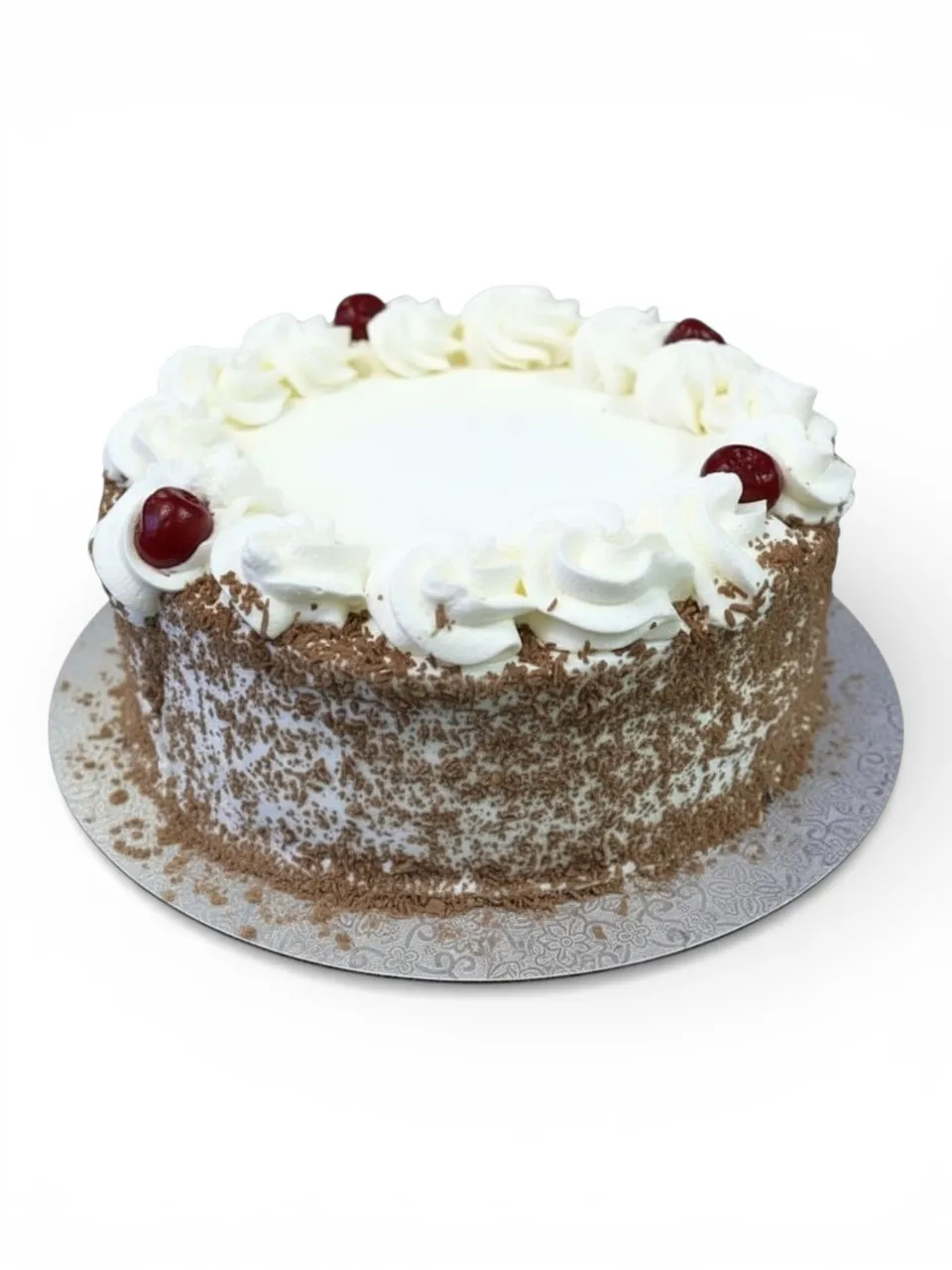 A rich Black Forest eggless cake from Num Num's Bakery, available for pickup near Cherrybrook