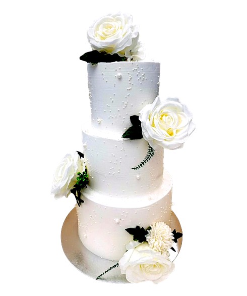 eggless ivory floral wedding cake Sydney
